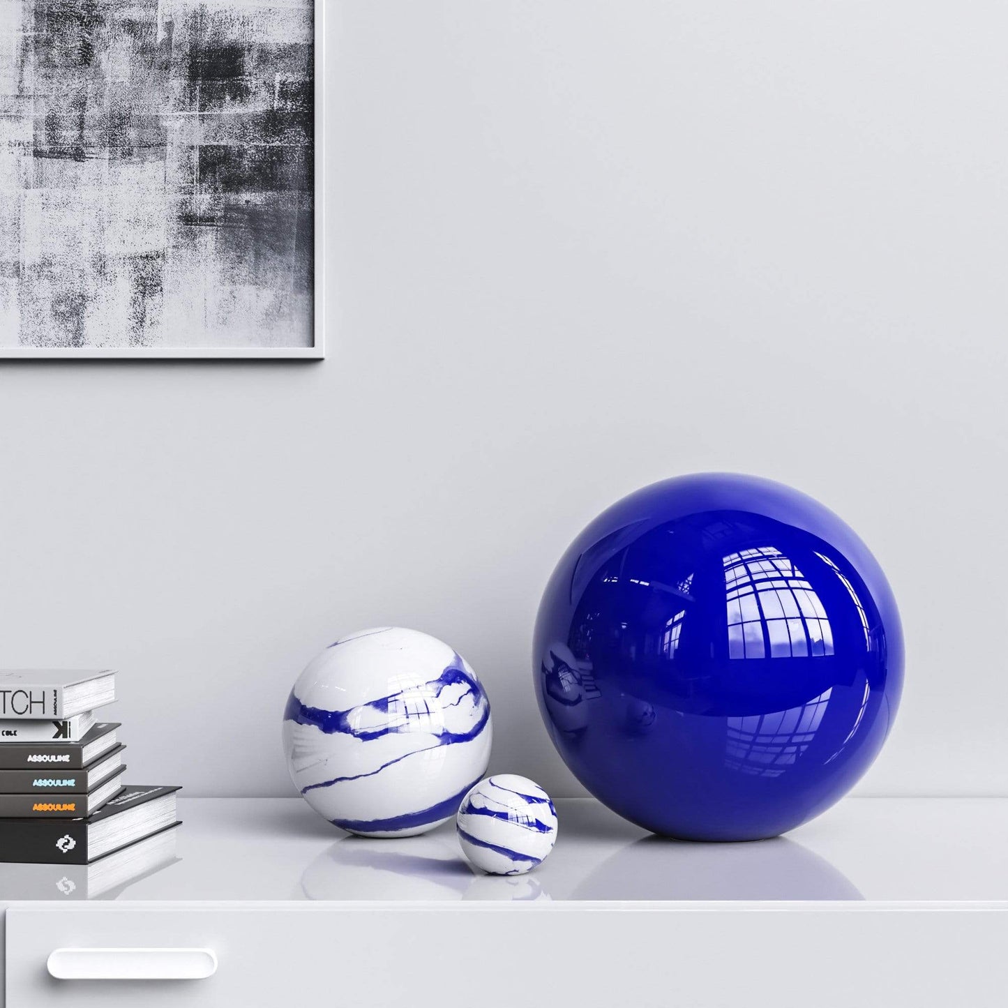 Ceramic Spheres - Three Pieces Set - Marbles & Colors - Synchrony Art INC