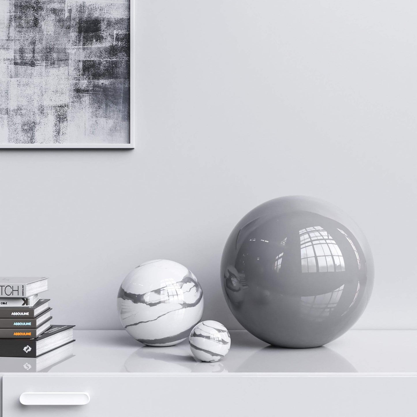Ceramic Spheres - Three Pieces Set - Marbles & Colors - Synchrony Art INC