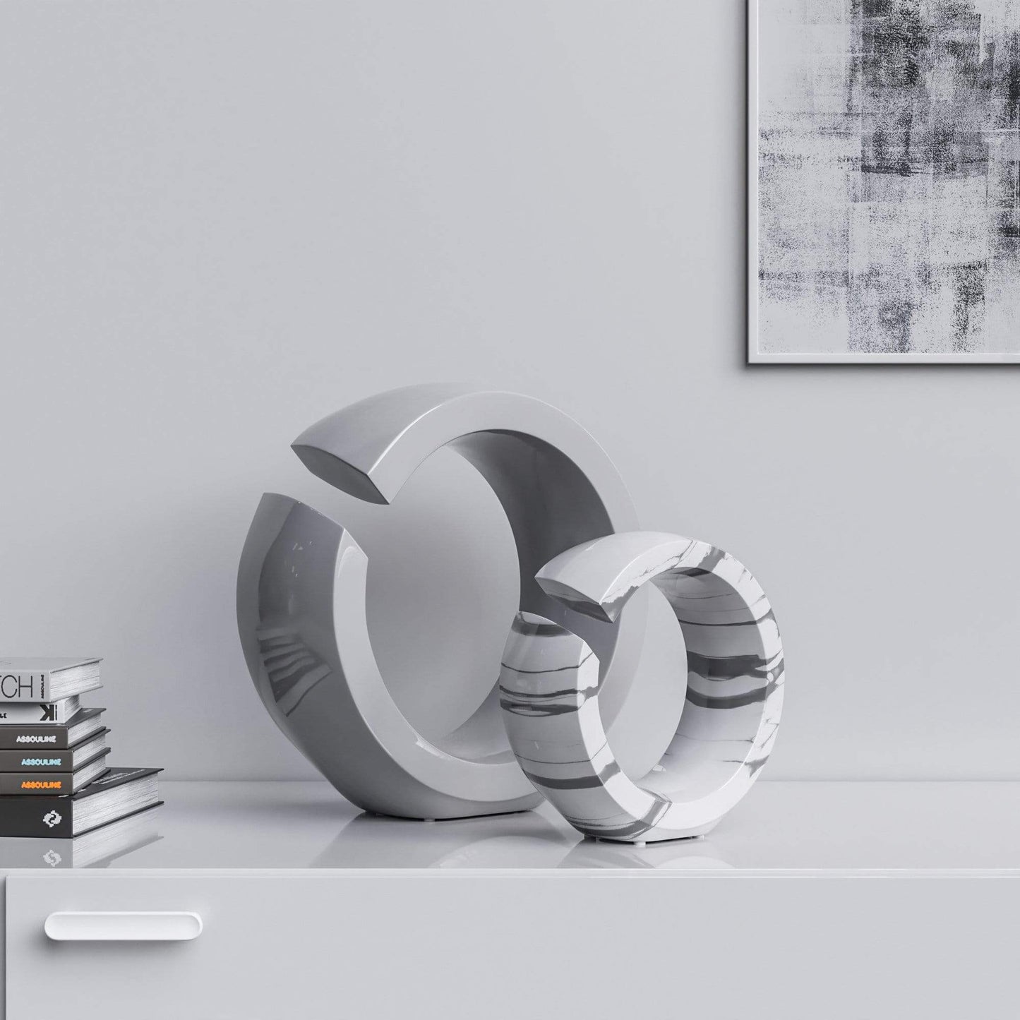 Ceramic Ring Set - Plain & Marbles - Synchrony Art INC