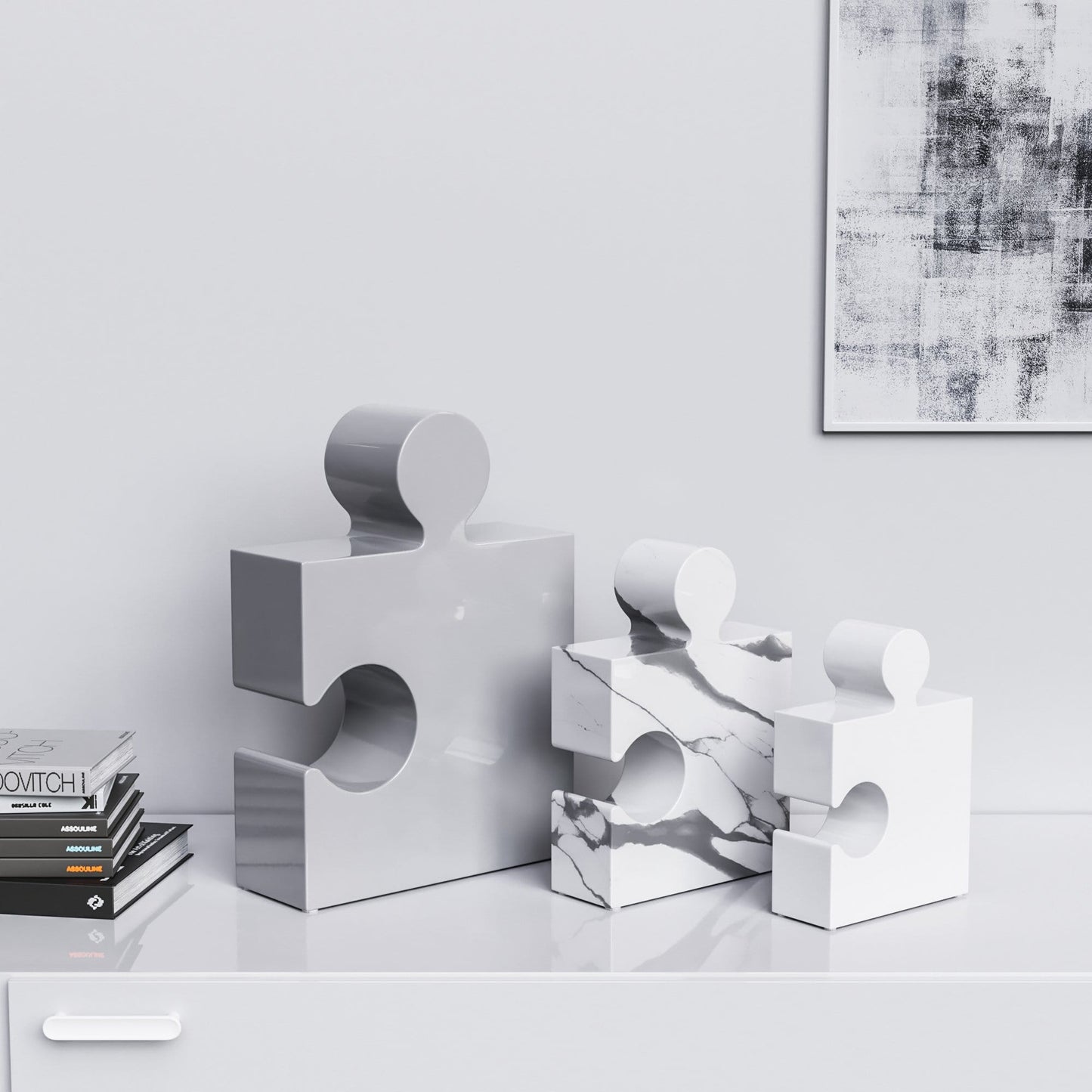 Ceramic Three Puzzles Set (Enhanced) - Plain & Marble Colors - Synchrony Art INC