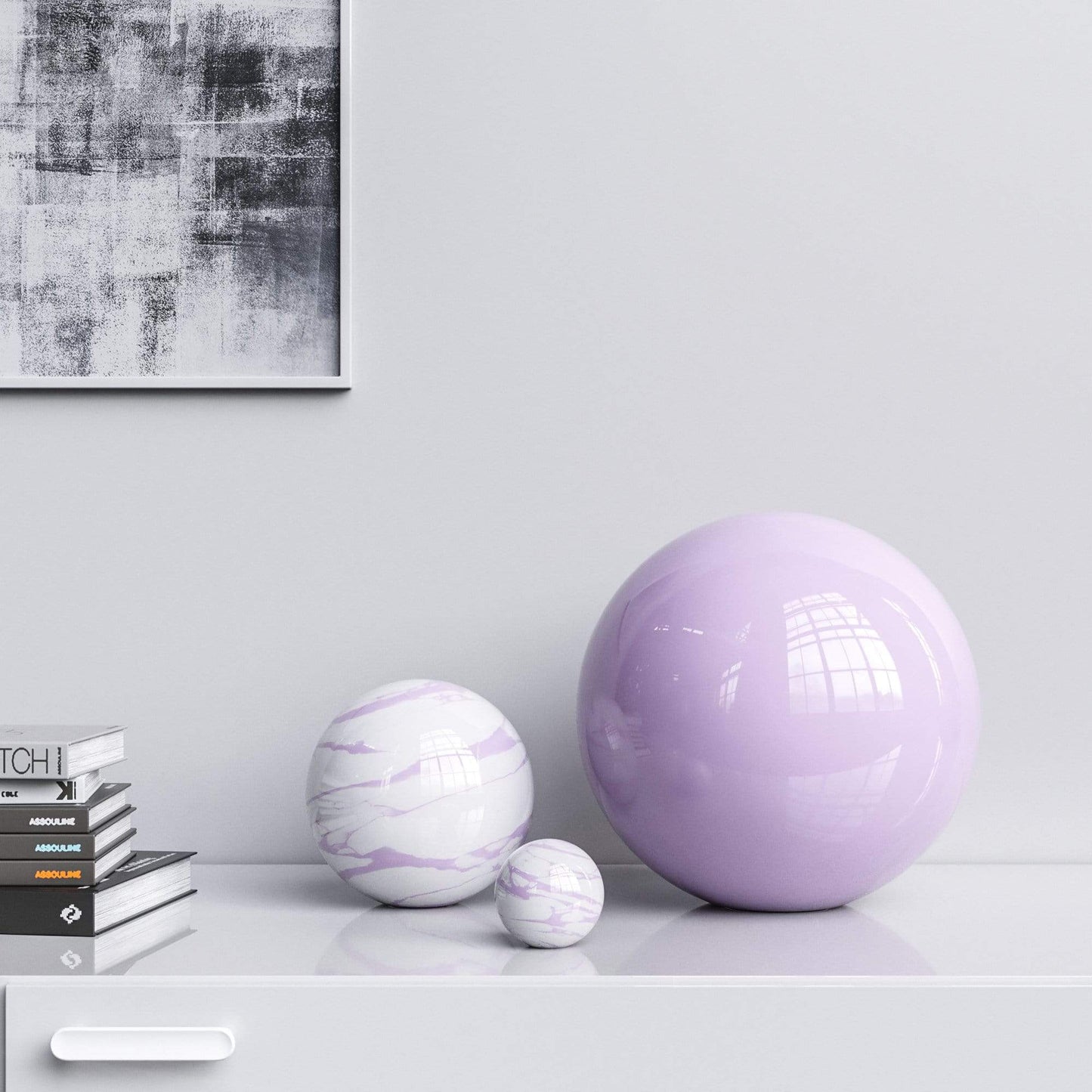 Ceramic Spheres - Three Pieces Set - Marbles & Colors - Synchrony Art INC