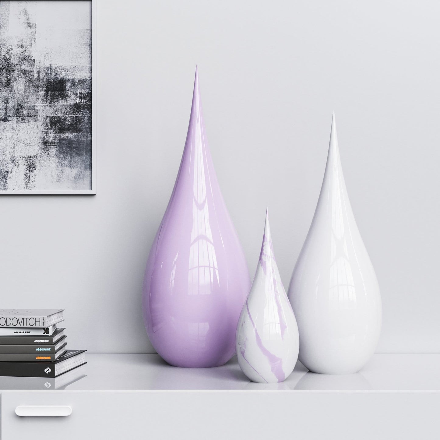 Ceramic Drop Three Pieces Set - Plain & Marble - Synchrony Art INC
