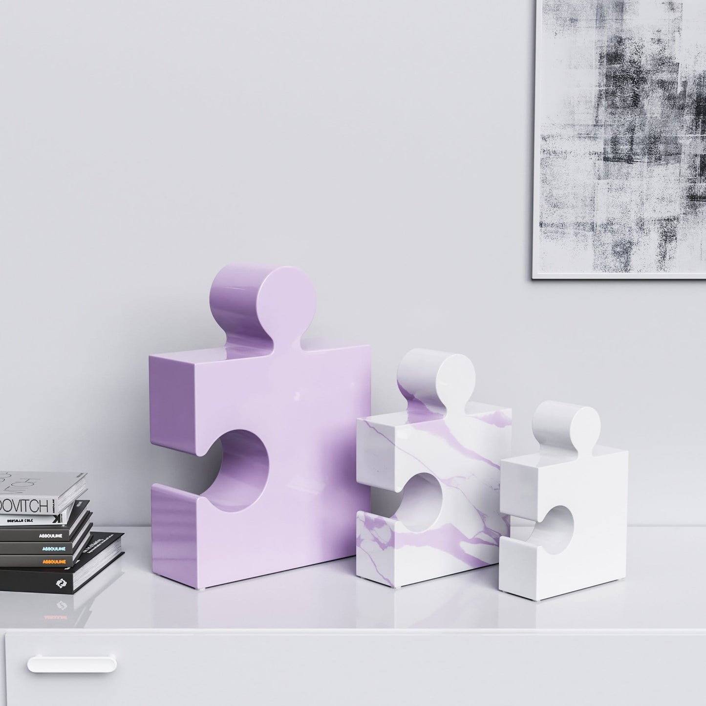 Ceramic Three Puzzles Set (Enhanced) - Plain & Marble Colors - Synchrony Art INC
