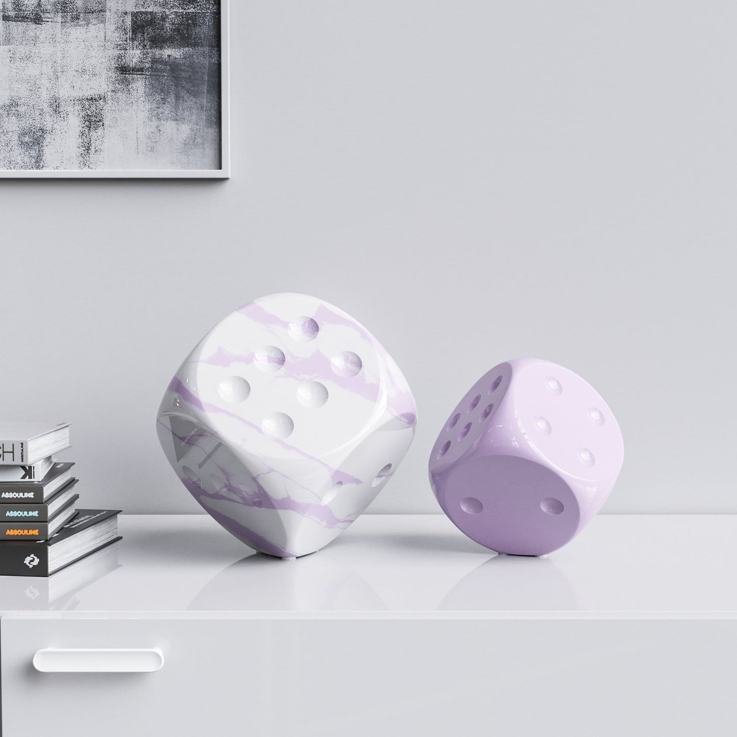 Ceramic Vertical Dice Set - Plain & Marble Colors - Synchrony Art INC