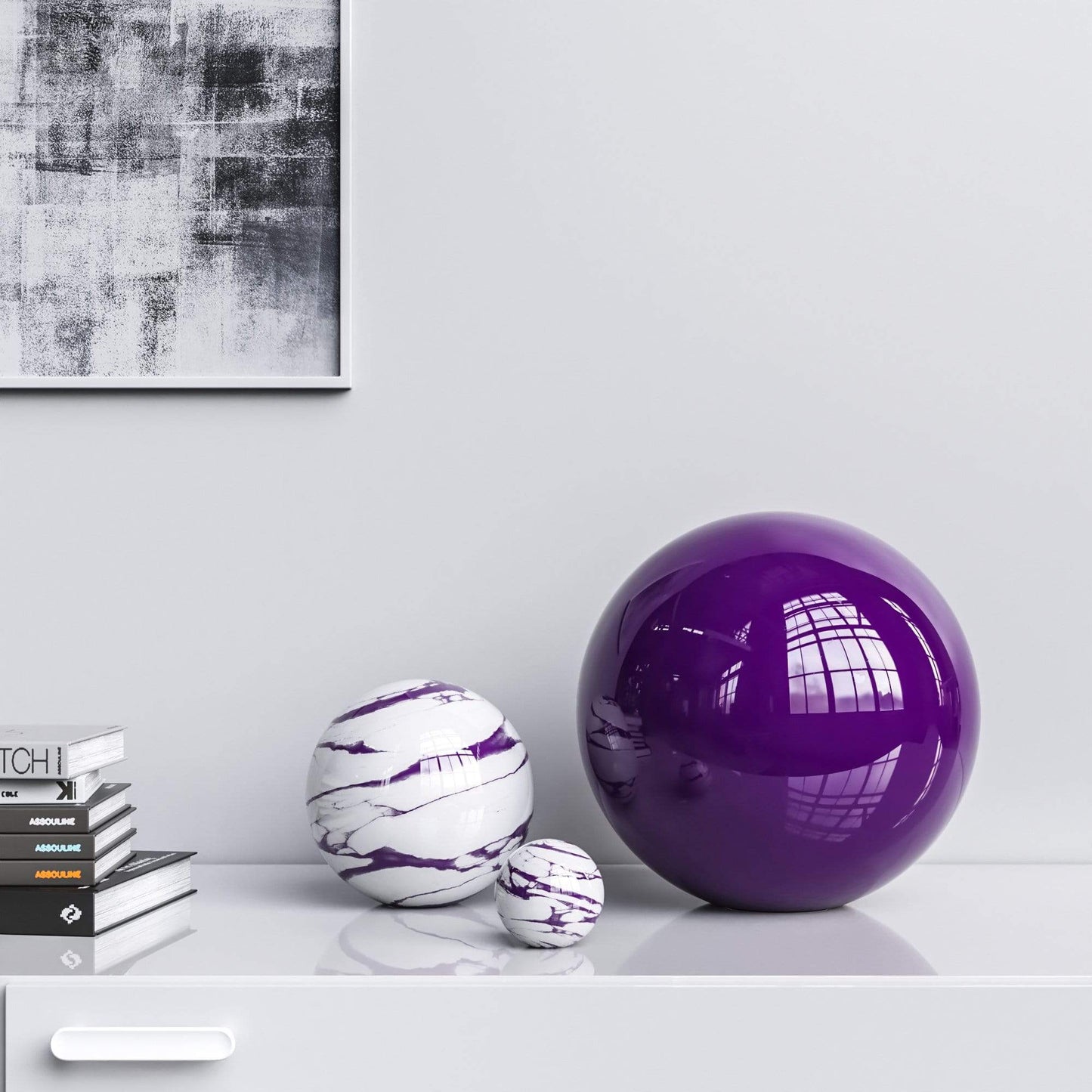Ceramic Spheres - Three Pieces Set - Marbles & Colors - Synchrony Art INC