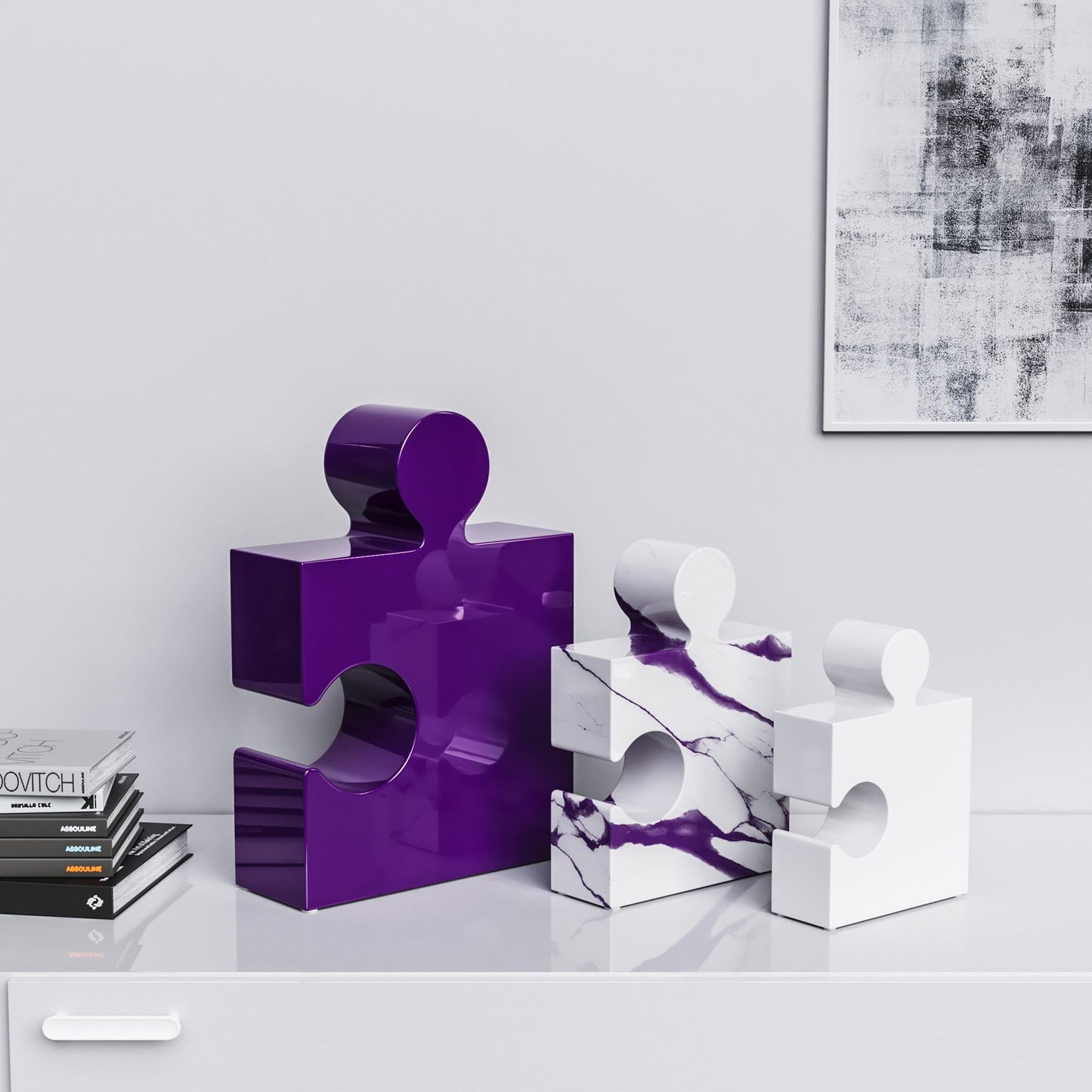 Ceramic Three Puzzles Set (Enhanced) - Plain & Marble Colors - Synchrony Art INC
