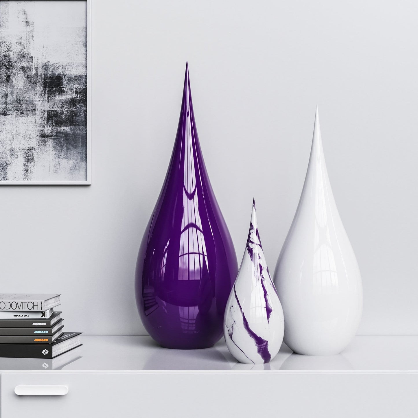 Ceramic Drop Three Pieces Set - Plain & Marble - Synchrony Art INC