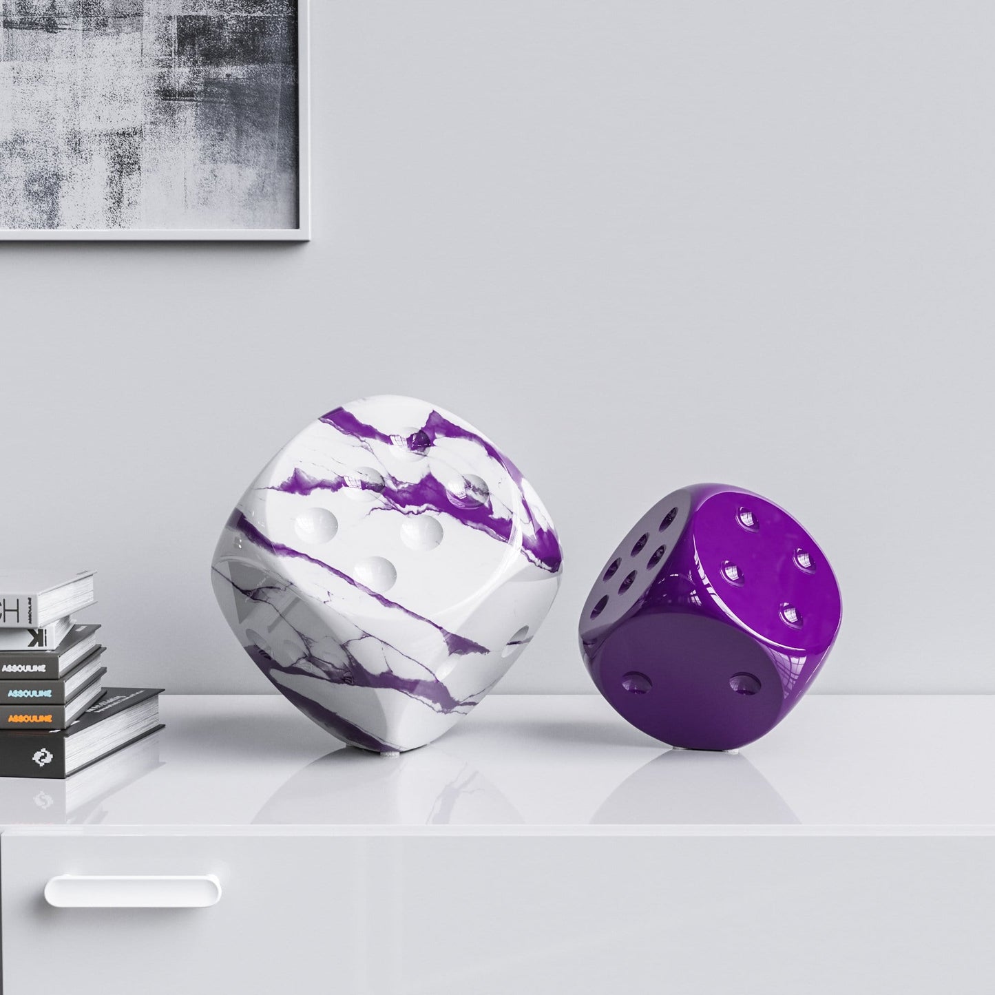Ceramic Vertical Dice Set - Plain & Marble Colors - Synchrony Art INC