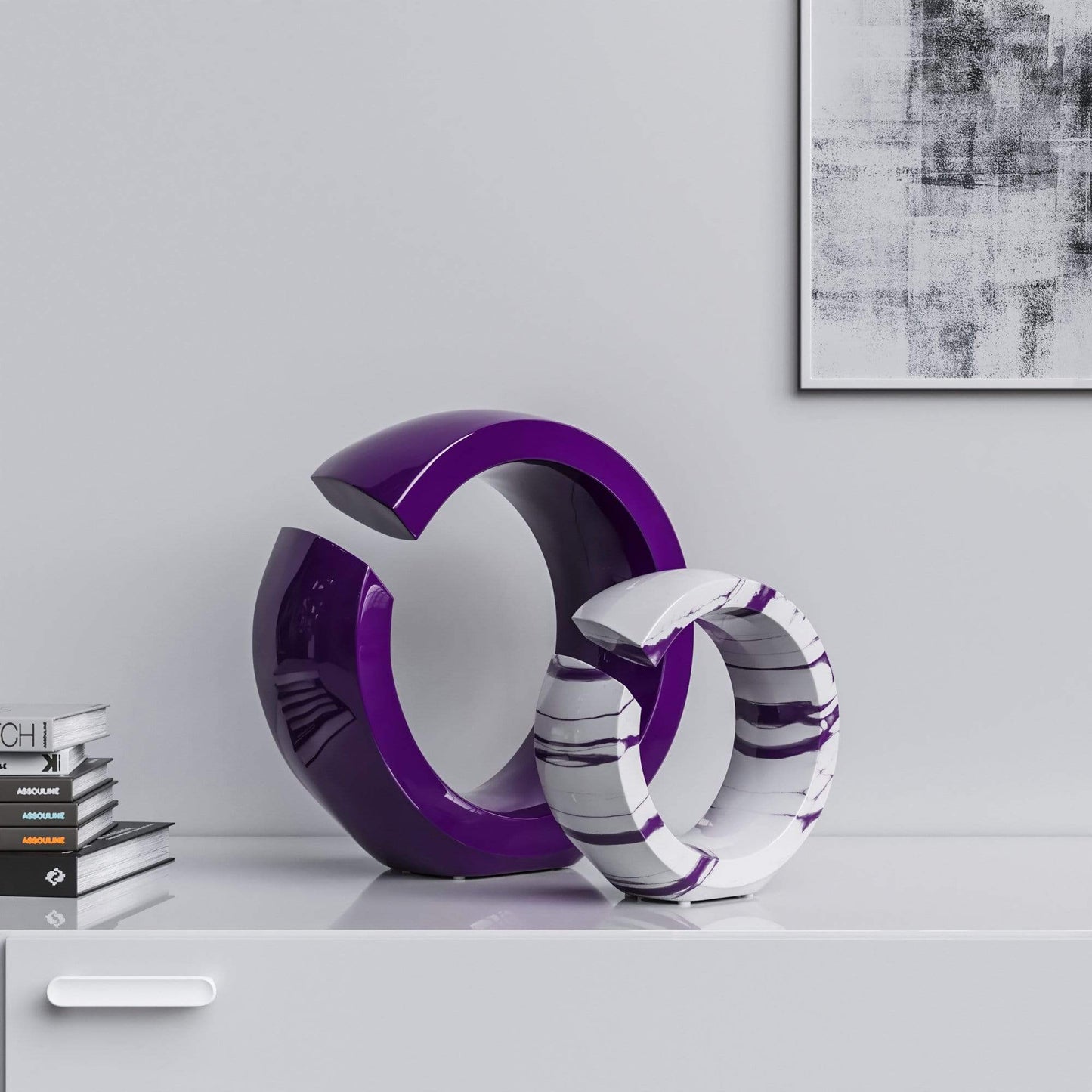 Ceramic Ring Set - Plain & Marbles - Synchrony Art INC