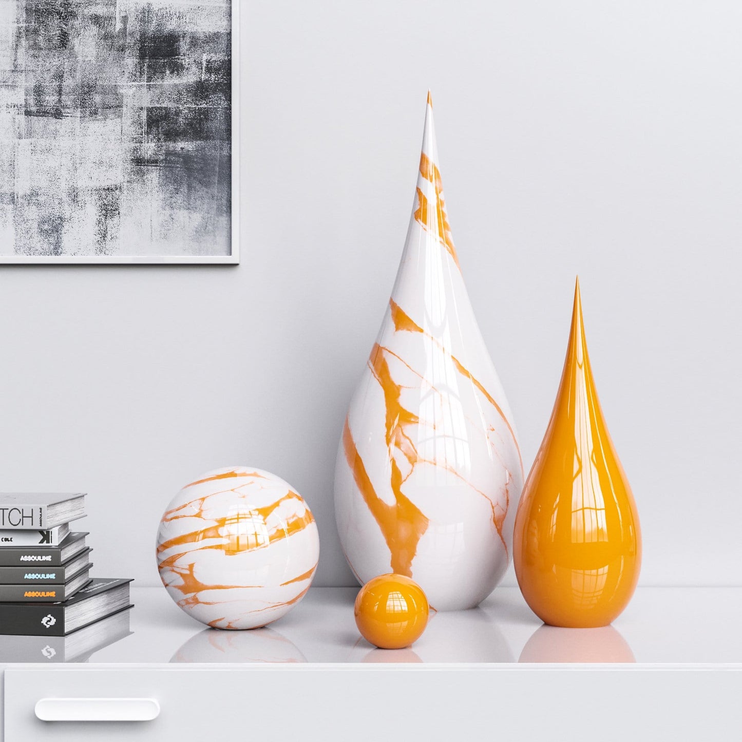 Ceramic Drop & Sphere Set - Exotic Marbles - Synchrony Art INC