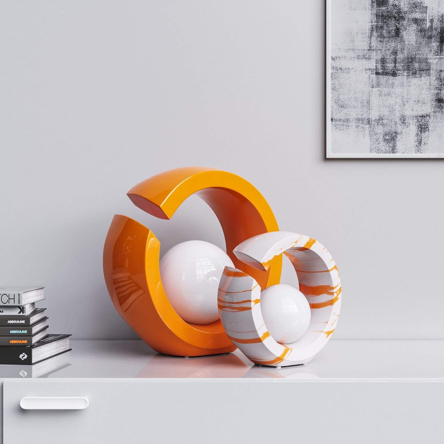 Ceramic Rings & Ball Set - Plain & Marbles - Synchrony Art INC