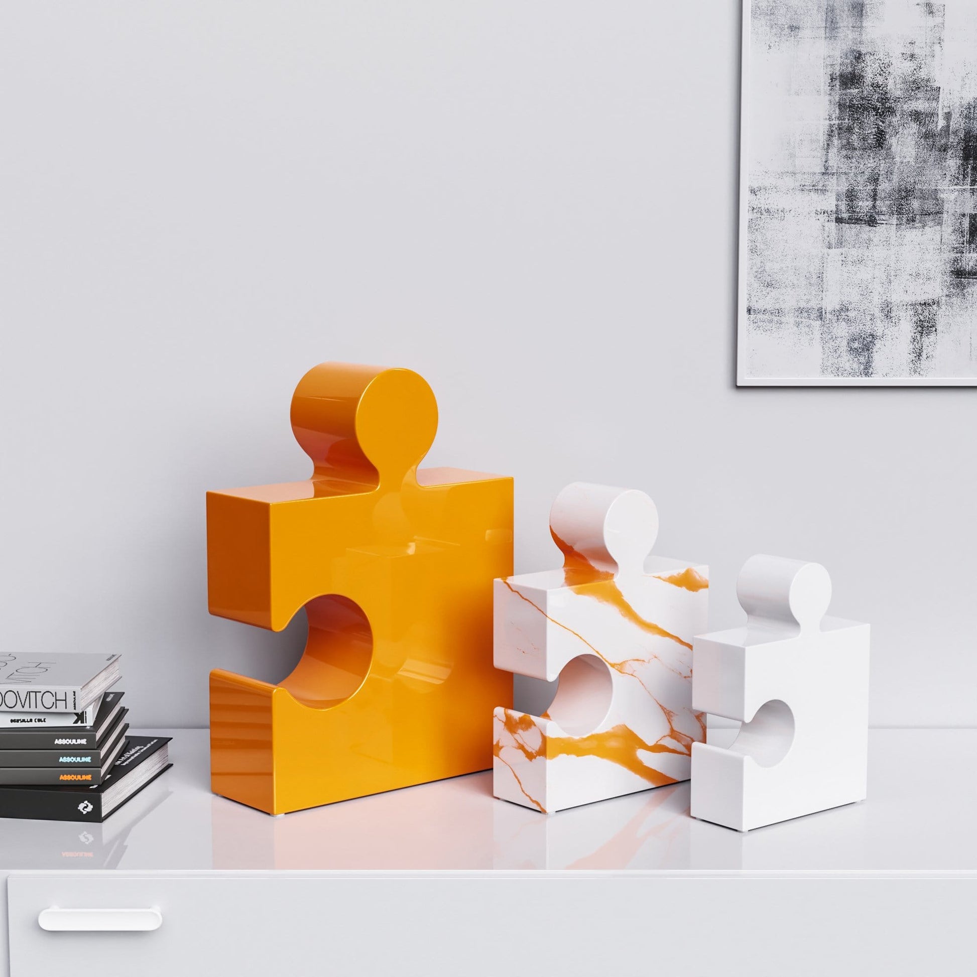 Ceramic Three Puzzles Set (Enhanced) - Plain & Marble Colors - Synchrony Art INC