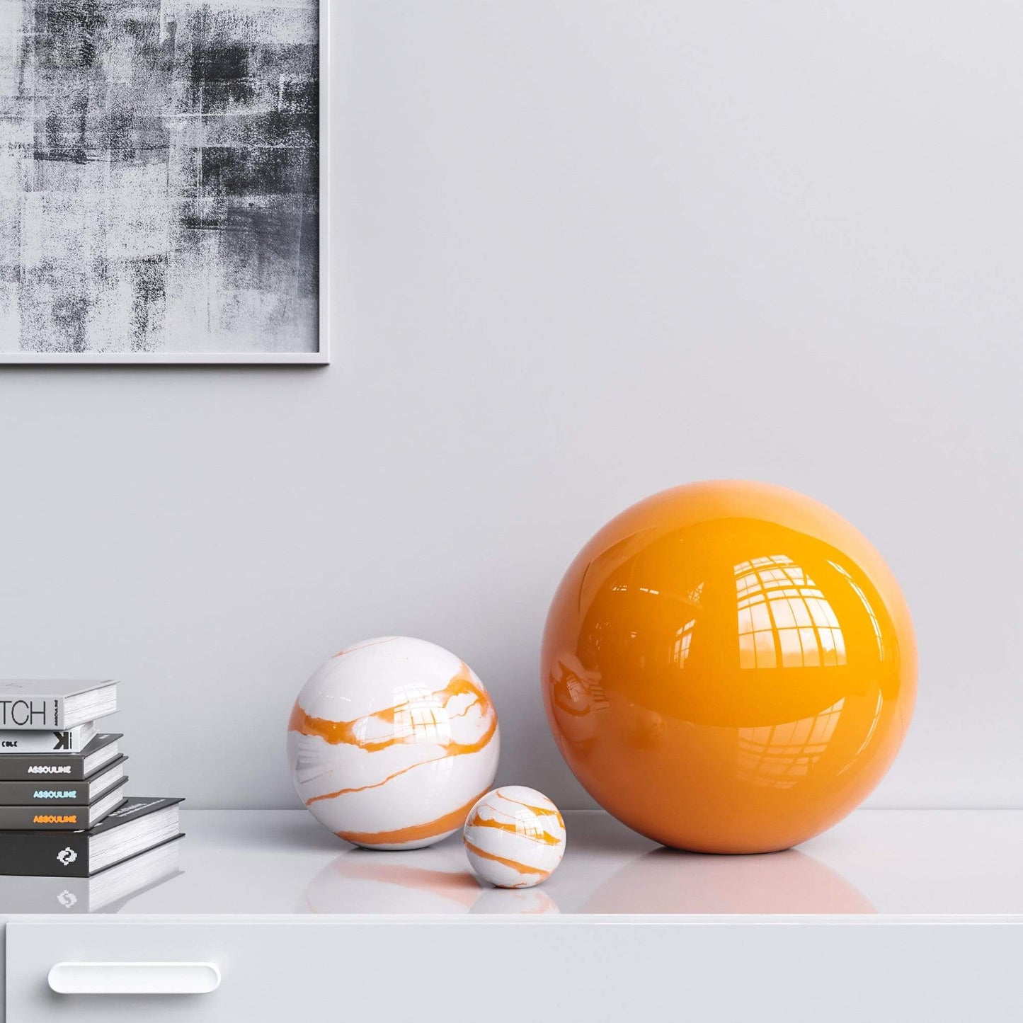 Ceramic Spheres - Three Pieces Set - Marbles & Colors - Synchrony Art INC