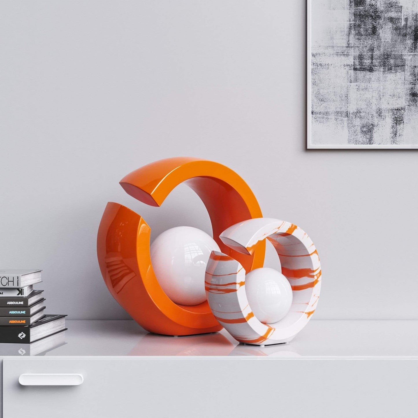 Ceramic Rings & Ball Set - Plain & Marbles - Synchrony Art INC