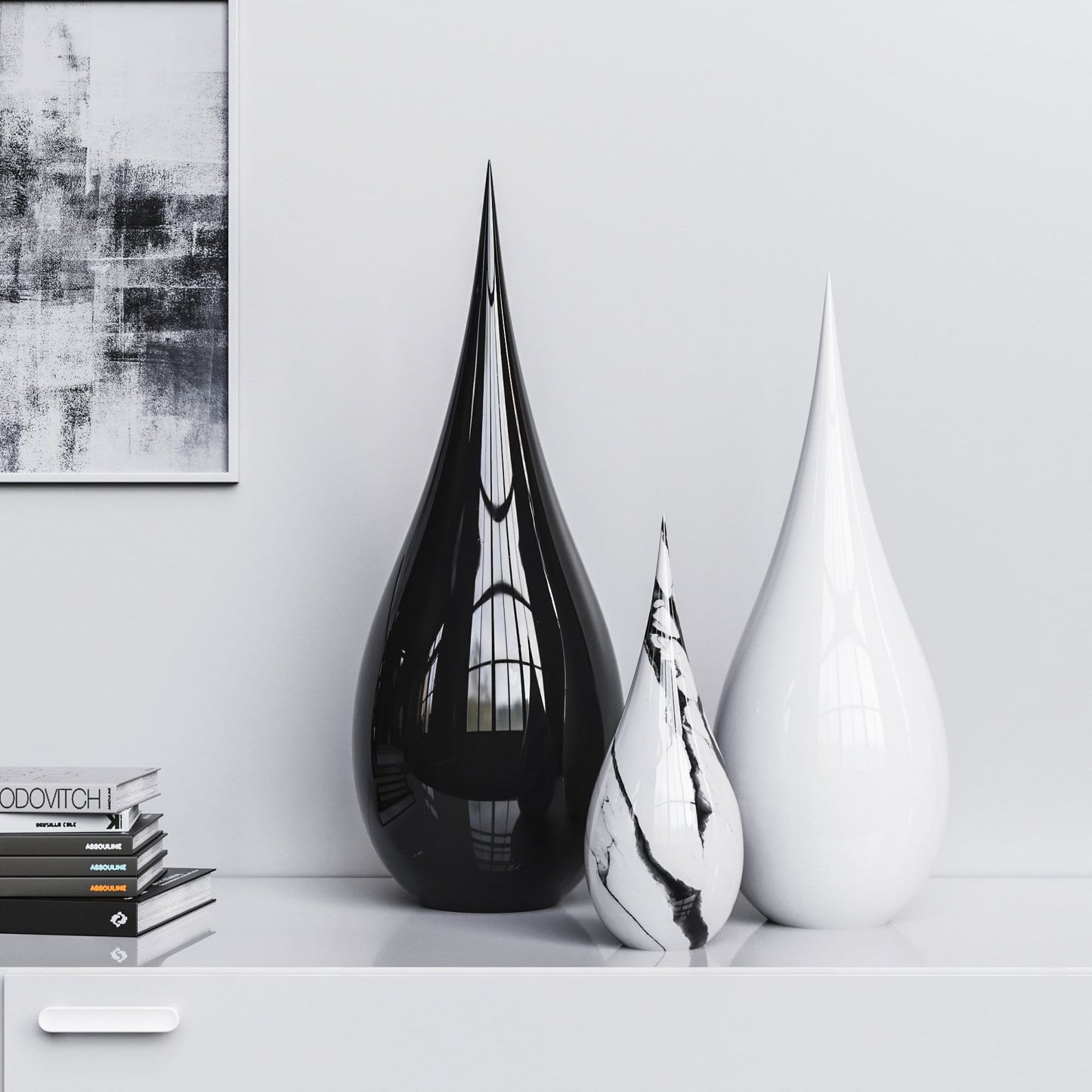 Ceramic Drop Three Pieces Set - Plain & Marble - Synchrony Art INC