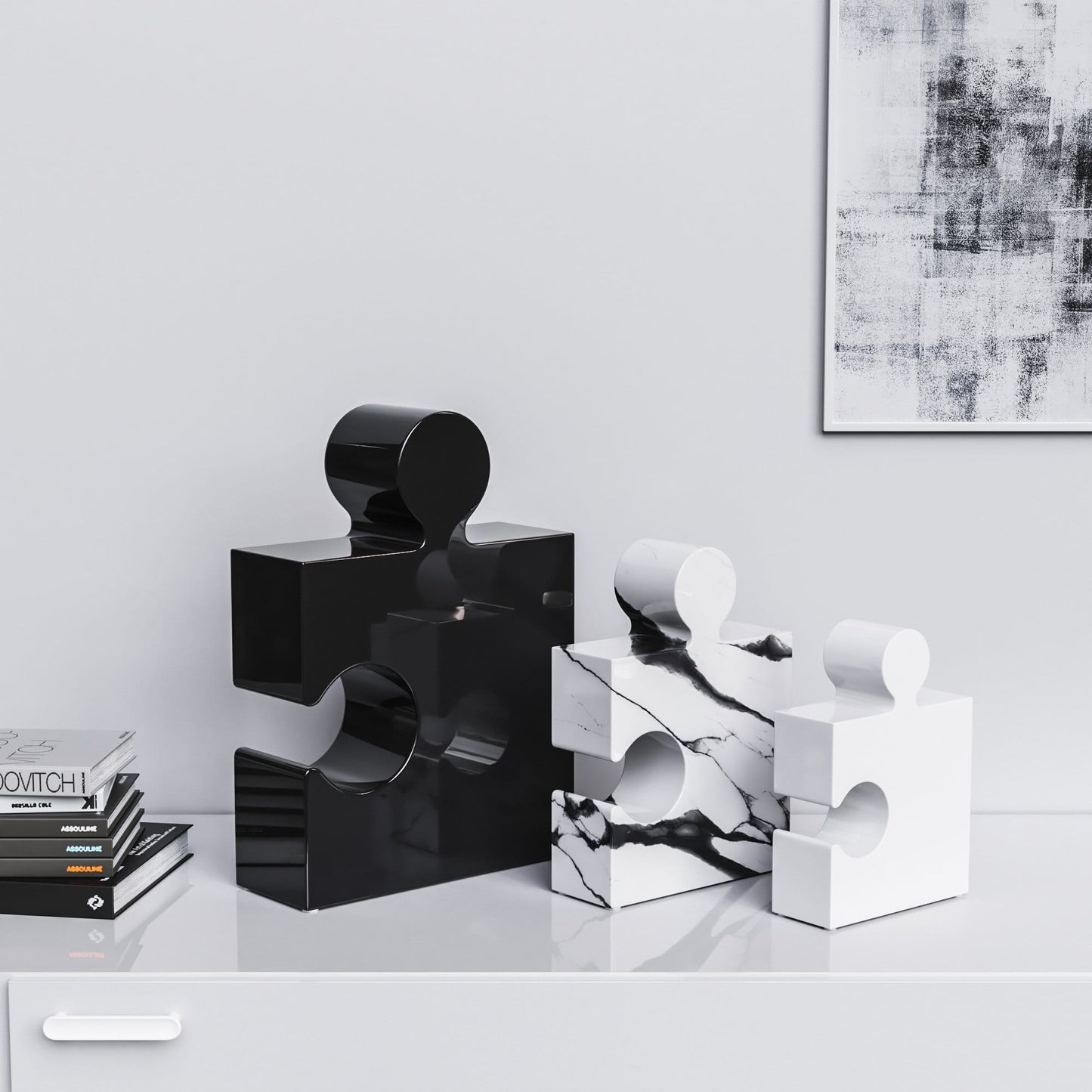 Ceramic Three Puzzles Set (Enhanced) - Plain & Marble Colors - Synchrony Art INC