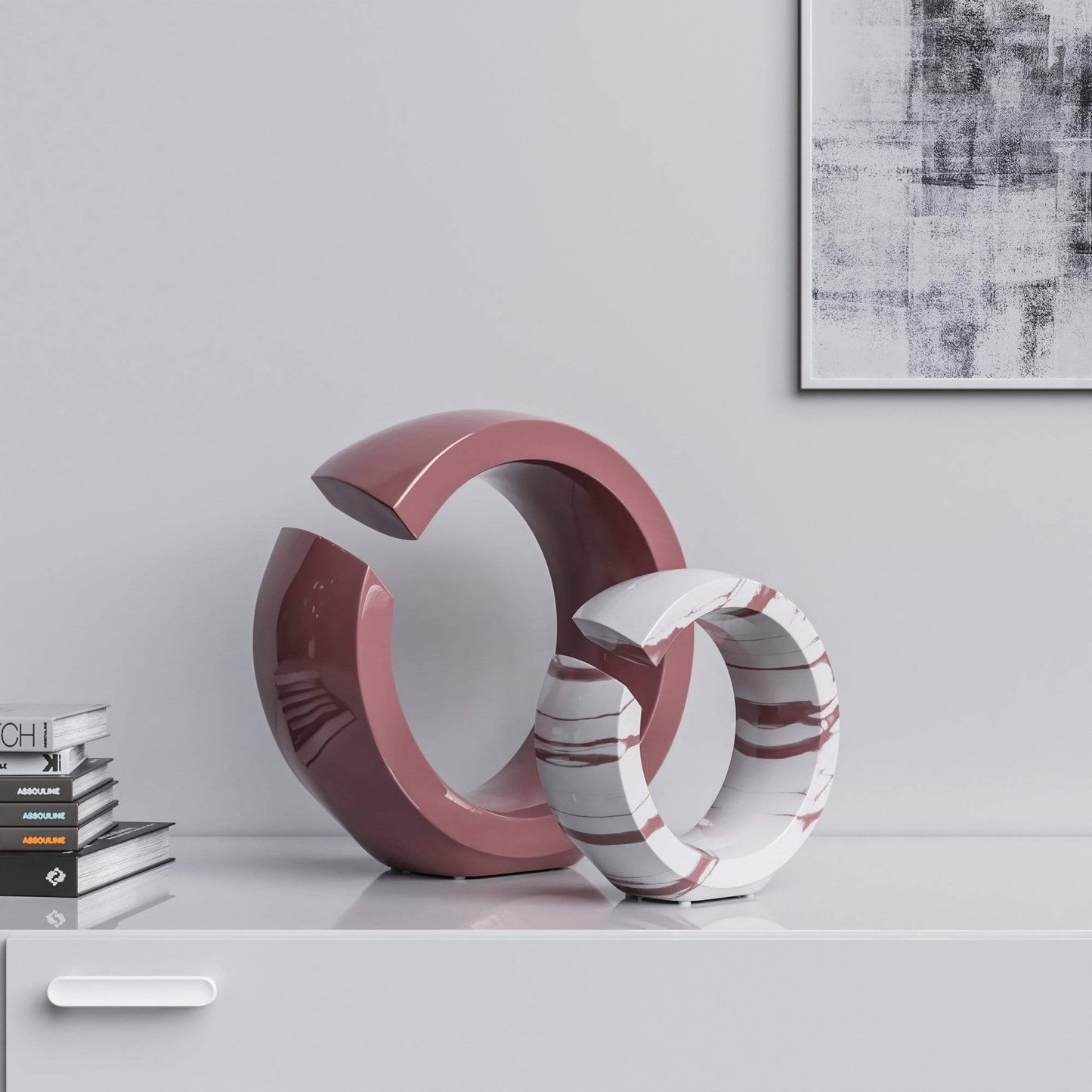 Ceramic Ring Set - Plain & Marbles - Synchrony Art INC