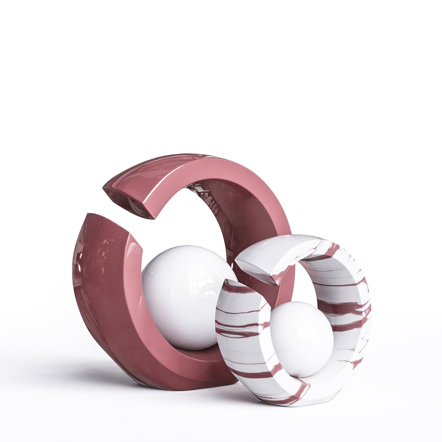 Ceramic Rings & Ball Set - Plain & Marbles - Synchrony Art INC