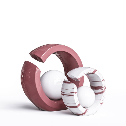 Ceramic Rings & Ball Set - Plain & Marbles - Synchrony Art INC
