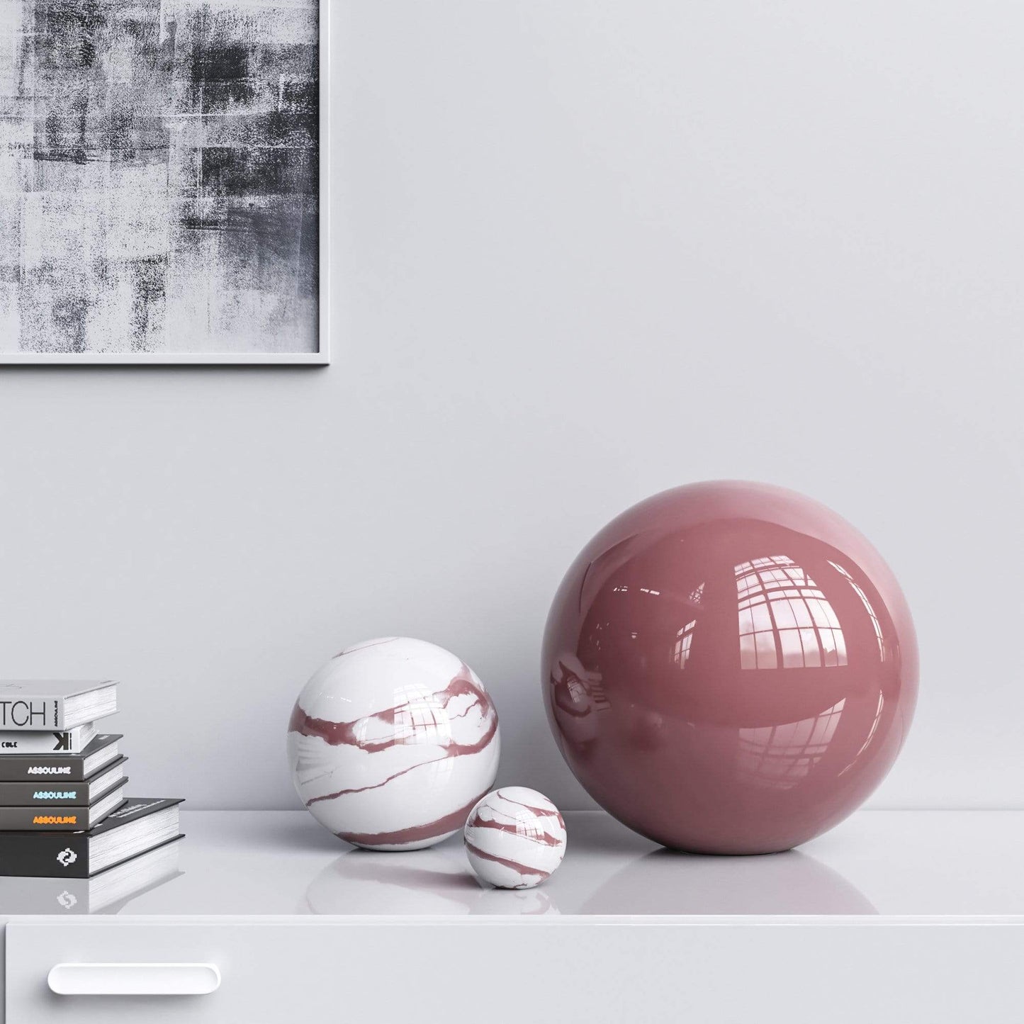 Ceramic Spheres - Three Pieces Set - Marbles & Colors - Synchrony Art INC