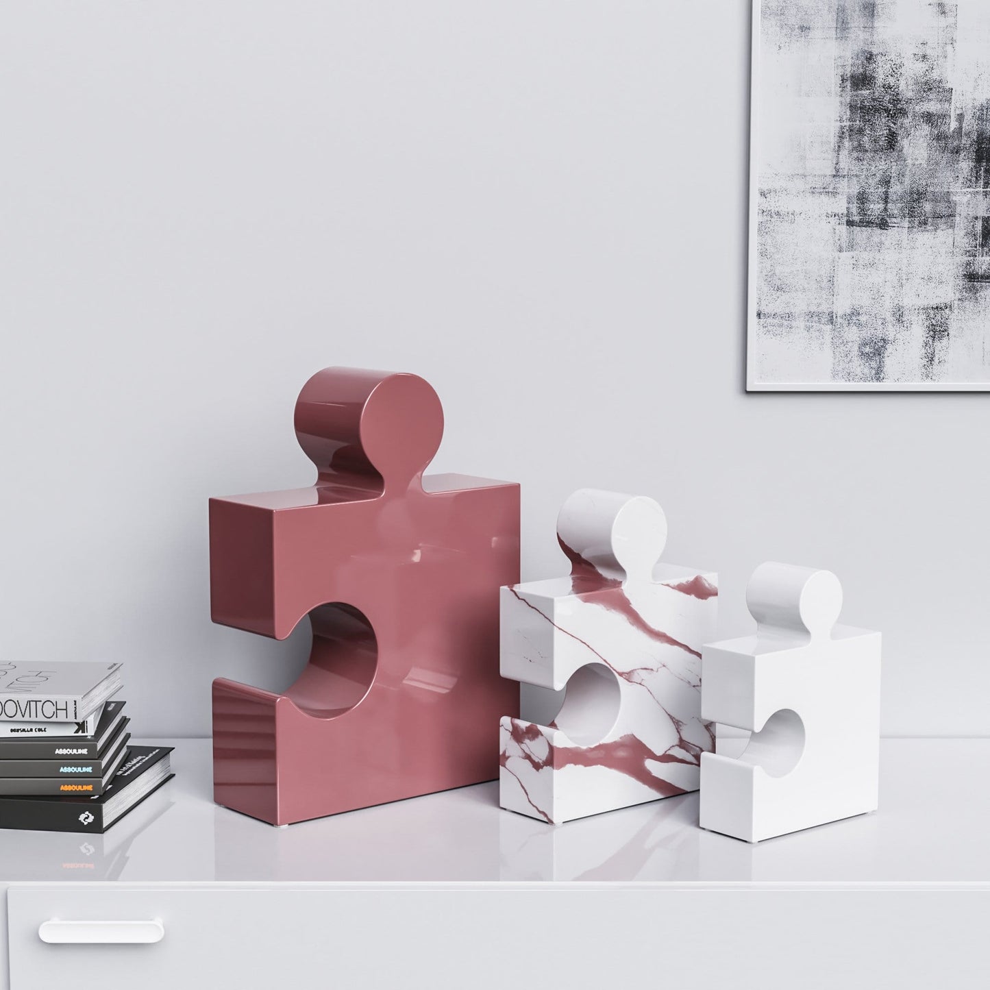 Ceramic Three Puzzles Set (Enhanced) - Plain & Marble Colors - Synchrony Art INC