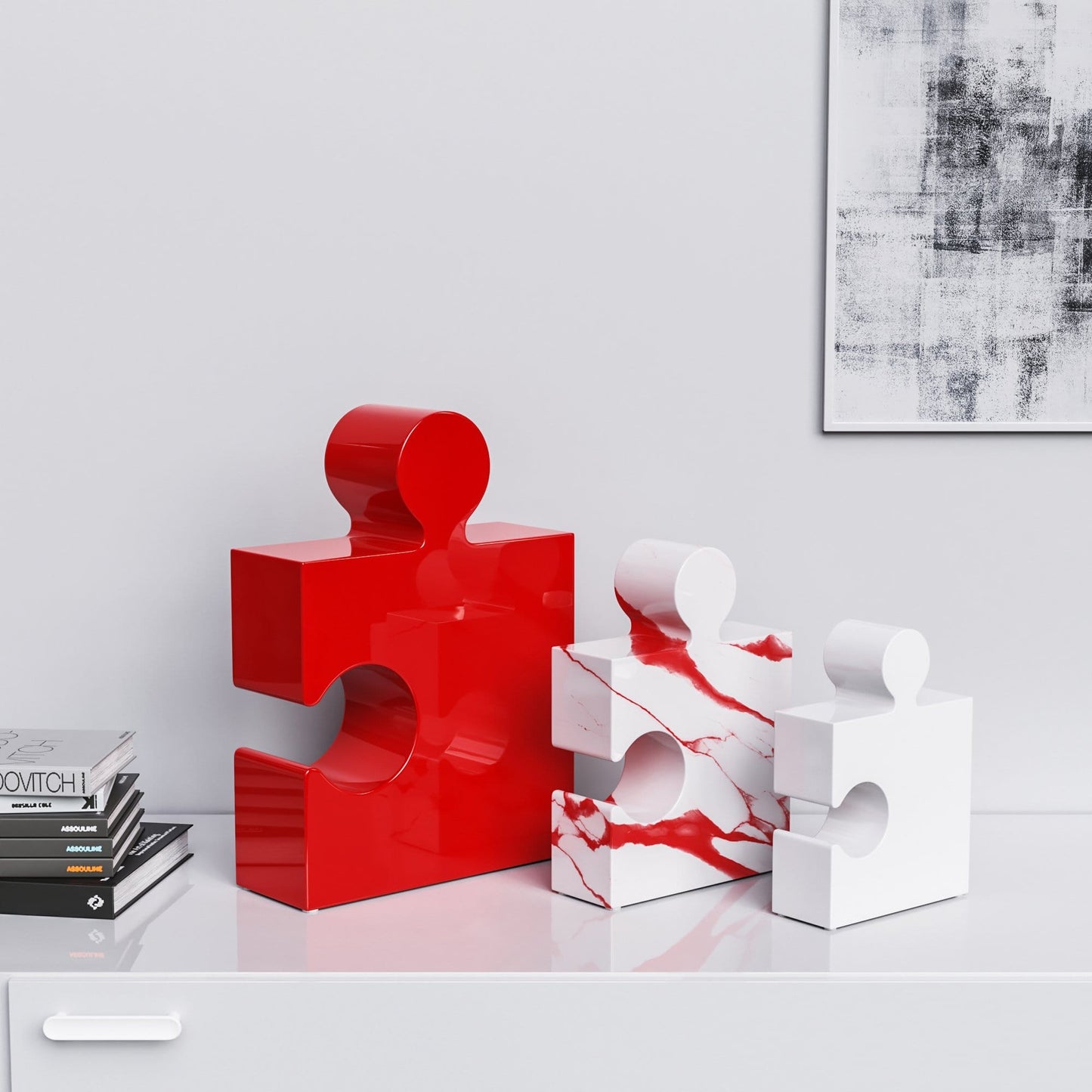 Ceramic Three Puzzles Set (Enhanced) - Plain & Marble Colors - Synchrony Art INC