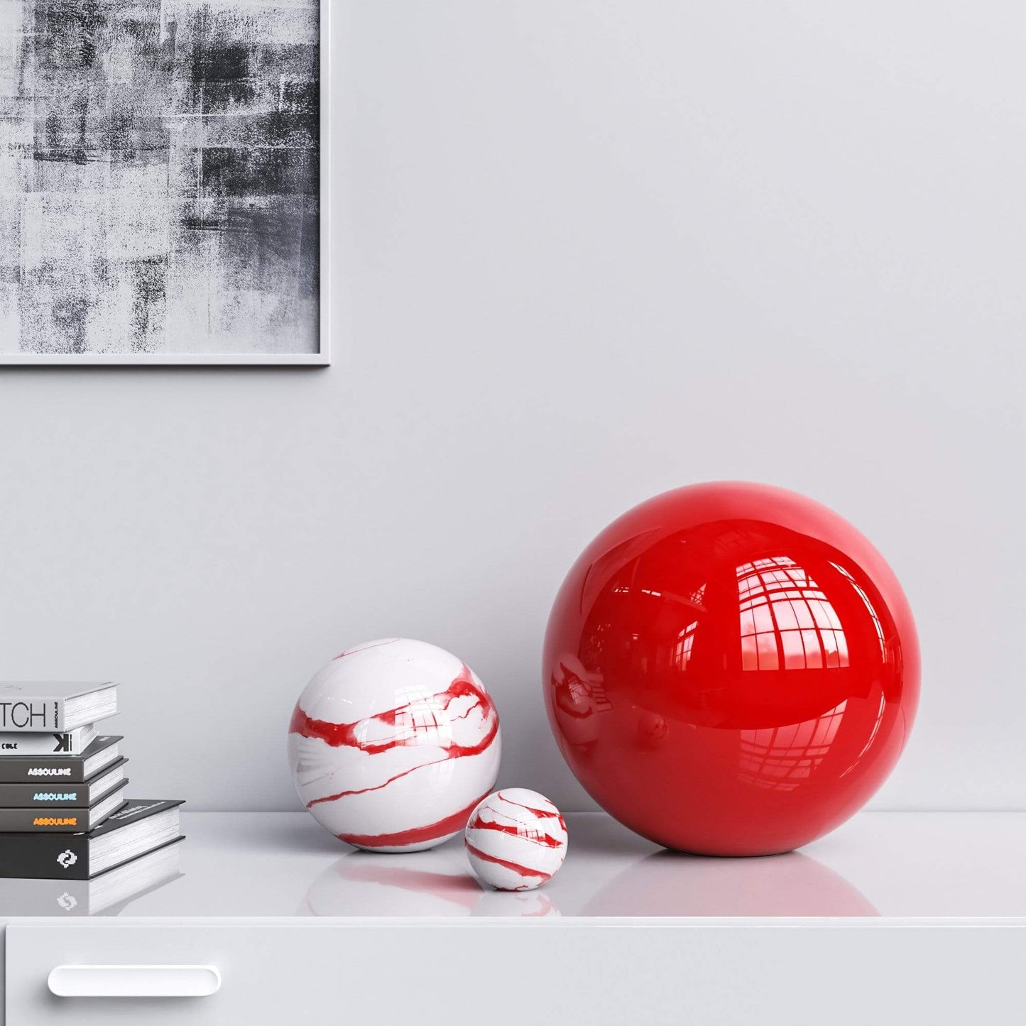 Ceramic Spheres - Three Pieces Set - Marbles & Colors - Synchrony Art INC