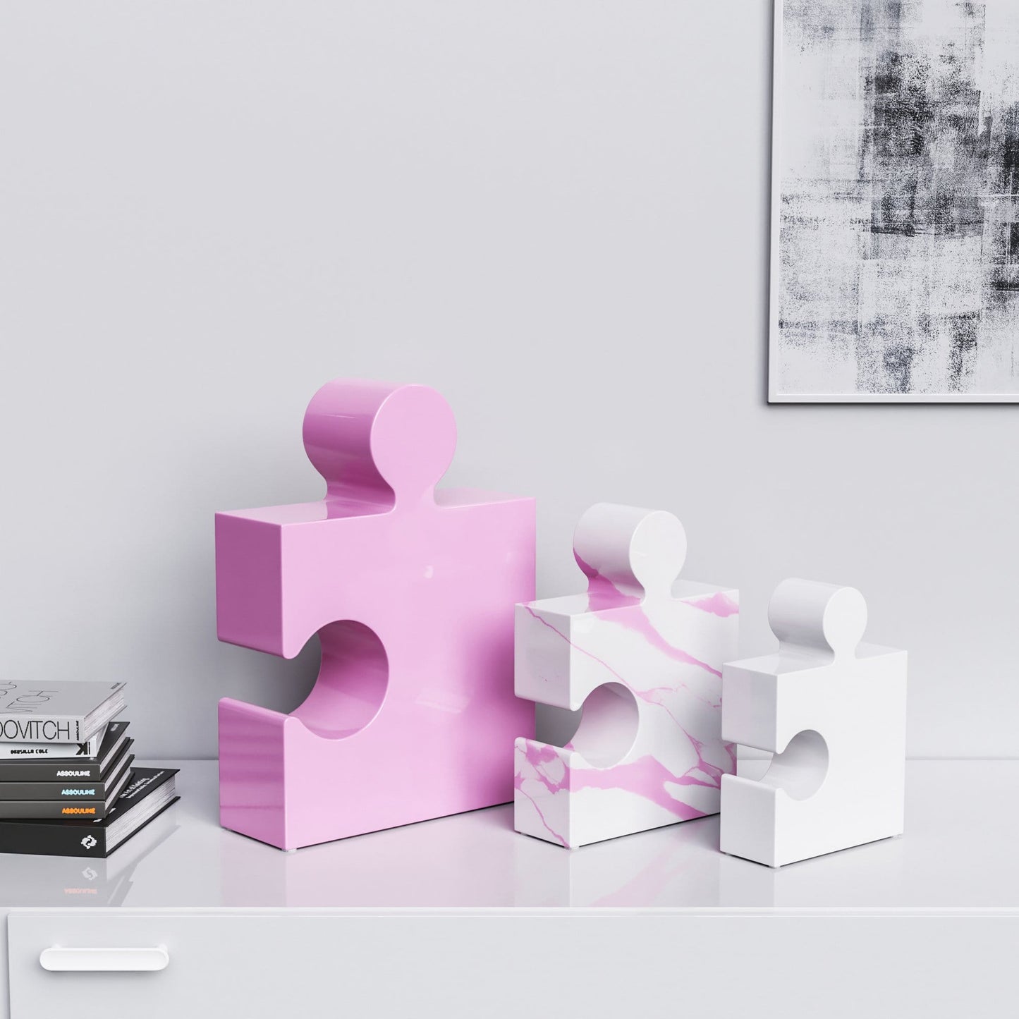 Ceramic Three Puzzles Set (Enhanced) - Plain & Marble Colors - Synchrony Art INC