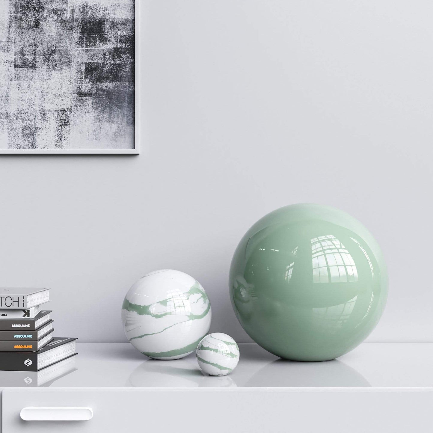 Ceramic Spheres - Three Pieces Set - Marbles & Colors - Synchrony Art INC