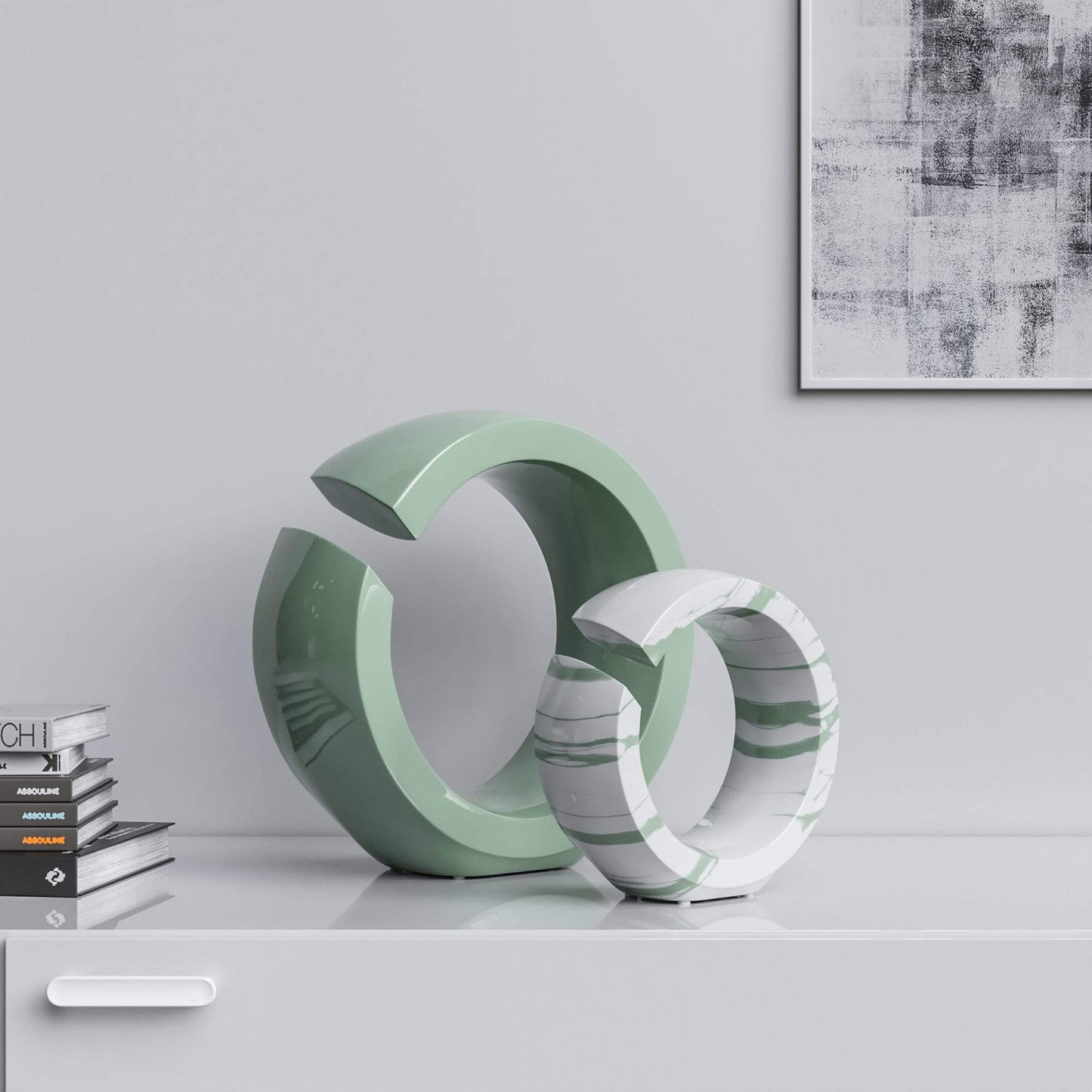Ceramic Ring Set - Plain & Marbles - Synchrony Art INC