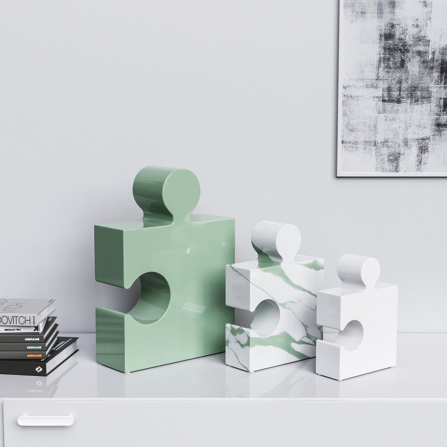 Ceramic Three Puzzles Set (Enhanced) - Plain & Marble Colors - Synchrony Art INC
