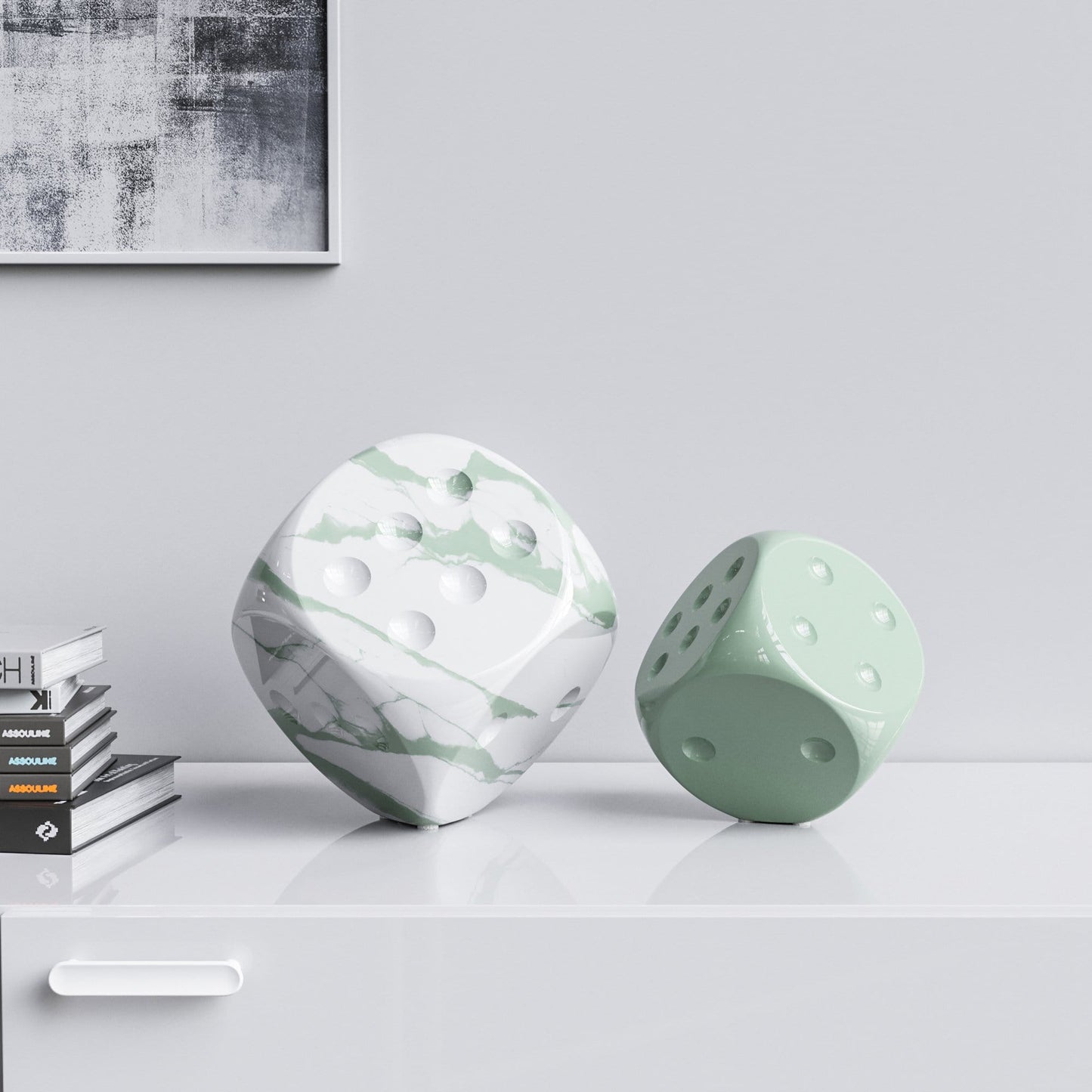 Ceramic Vertical Dice Set - Plain & Marble Colors - Synchrony Art INC