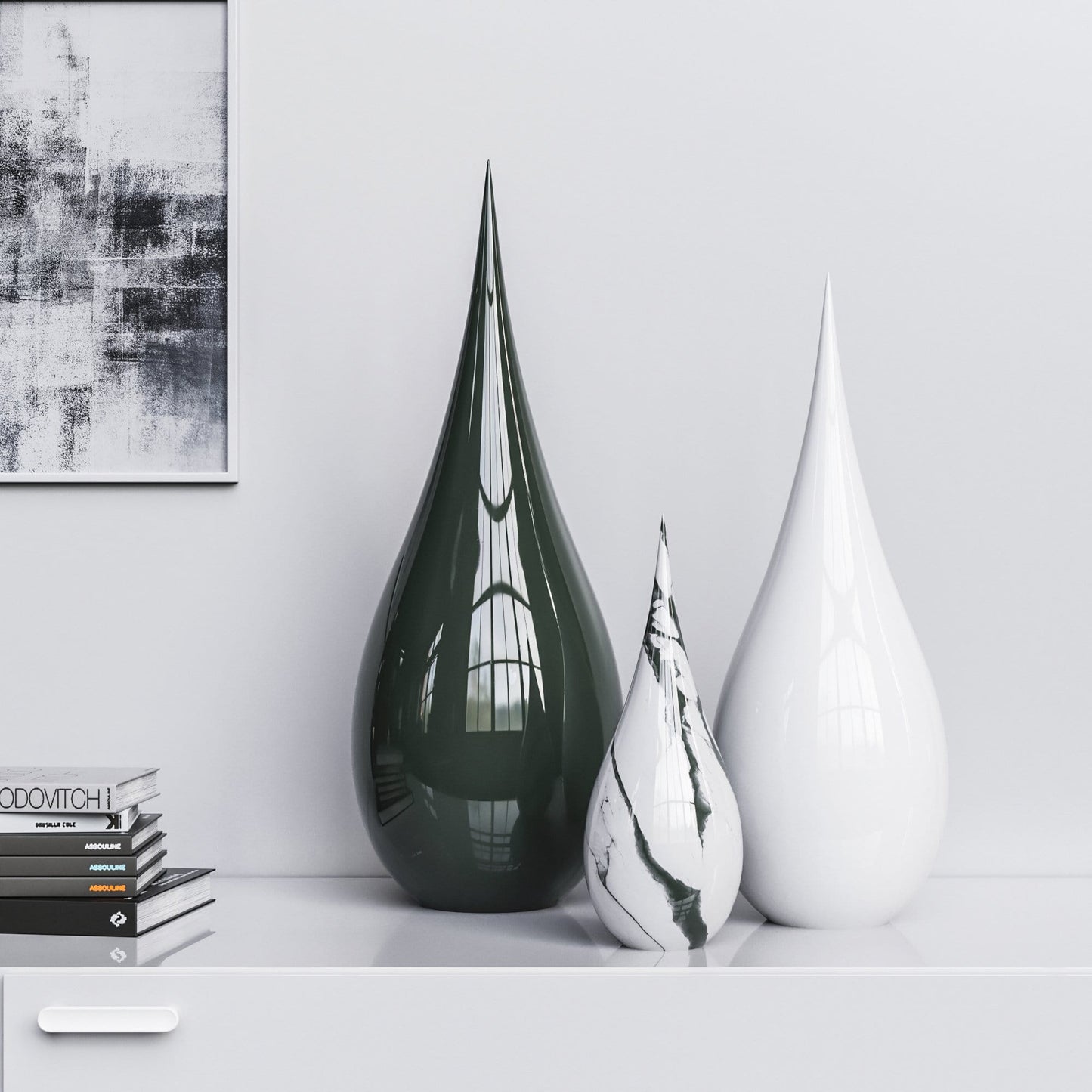 Ceramic Drop Three Pieces Set - Plain & Marble - Synchrony Art INC