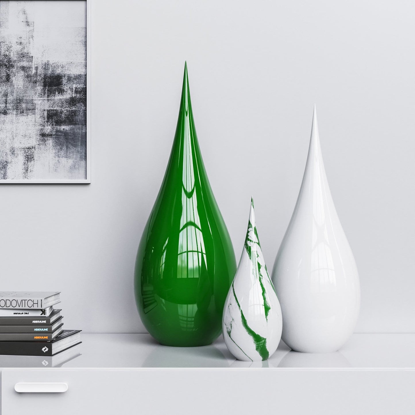 Ceramic Drop Three Pieces Set - Plain & Marble - Synchrony Art INC